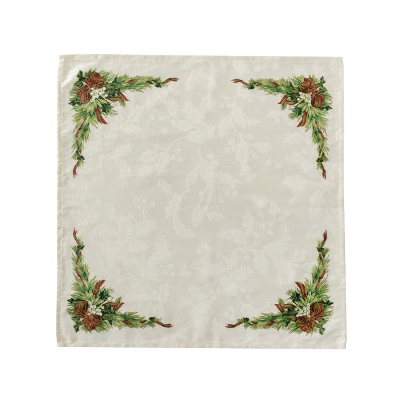 Benson Mills Christmas Ribbons Engineered Printed Fabric Cloth Napkins for Christmas, Winter, and Holiday Tablecloths (19" X 19" Napkins Set of 4, Xmas Ribbons) - Image 2